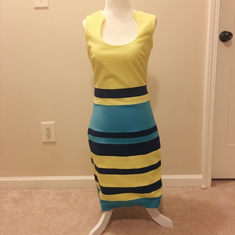 Badgley Mischka striped bodycon dress